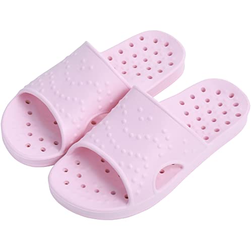 Shevalues Shower Shoes For Women With Arch Support Quick Drying Pool Slides Lightweight Beach Sandals With Drain Holes, Pink-Update Version 8-9 Women / 6.5-7.5 Men #TOP6