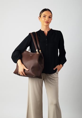 Sac à main Stella Carlheim en cuir véritable marron d'une élégance intemporelle