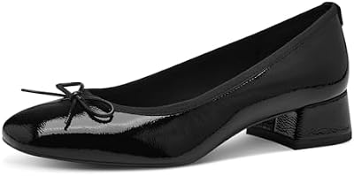 Tamaris Zapatos de Salón para Mujer, Tacón Cuadrado, Diseño Vegano, Negro, 39 EU