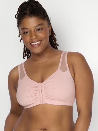 Fruit of the Loom Women's Comfort Front Close Bra with Mesh Straps Sports Bra, Blushing Rose, UK 16 - Image 2