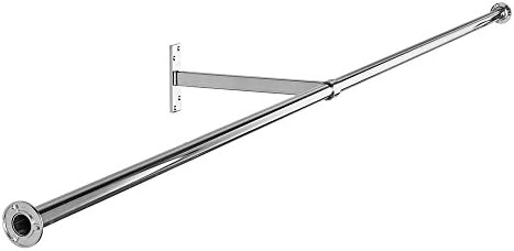 Shopfitting Warehouse Wardrobe/Alcove Chrome Tube Wall Hanging Clothes Rail - 2 m wide, with 1 Support Arm and 2 Wall Sockets