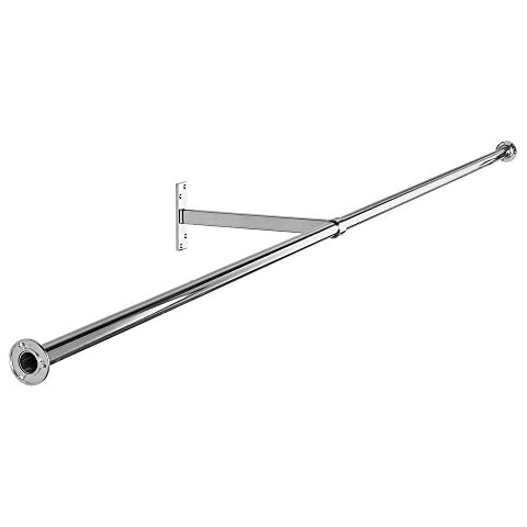 Wardrobe/Alcove Chrome Tube Wall Hanging Clothes Rail - 2 m wide, 1 x Wall Support Arm and 2 x Wall Sockets Cover