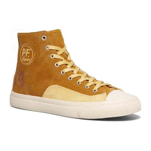 P.F. Flyers All-American Retro Gold High Top Sneakers for Men and Women, Vintage Canvas and Suede Hi-Top Athletic Shoe, Unisex