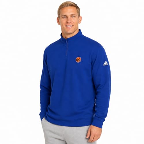 adidas NBA New York Knicks Mens 1/4 Zip Pullover Blue Sweatshirt Medium