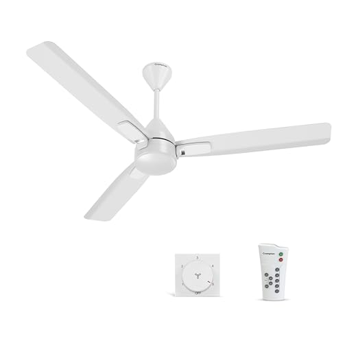 Crompton Energion Caelum 1200mm BLDC Ceiling Fan | Remote & Regulator Control | BEE 5 Star Rated Energy Efficient | 4 Year Manufacturer's Warranty on Motor | Silver White