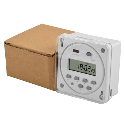 Heschen CN101A 12V DC 16A Zeitschaltuhr mit digitalem LCD-Display, mit wasserdichter Abdeckung, Weiß