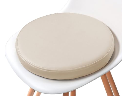 EN AyuL Cojín de silla redondo grueso impermeable y duradero para hogar, oficina, jardín, interior y exterior, 35 x 35 x 3 cm, beige