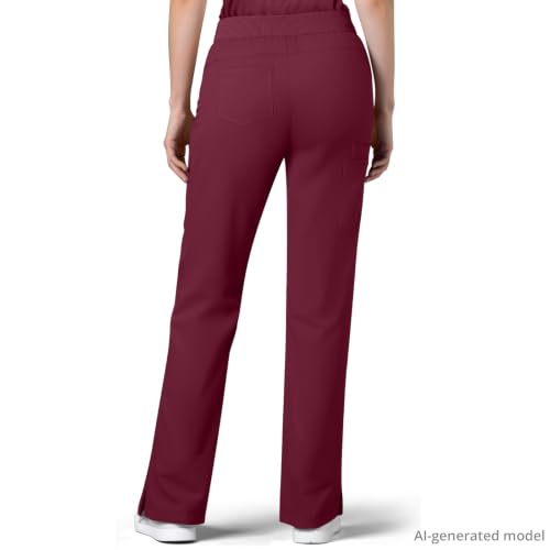 Image of Women's 7-Pocket Scrub Pants - Straight Leg, Mid-Rise, Drawstring | Soft stretch knit Mid-rise drawstring Side slits Wrinkle-resistant Machine washable For nurses /doctors /vets