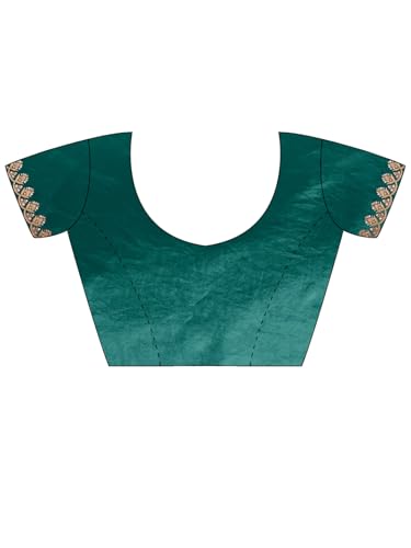 Image of AKHILAM Women's Shimmer Tissue Embroidered Saree With Unstitched Blouse Piece