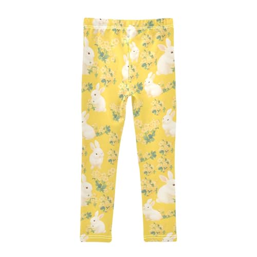 Animal Rabbit Yellow Flower Girls Leggings Soft Stretch Workout Yoga Dance Pants for Kids Casual Tights2