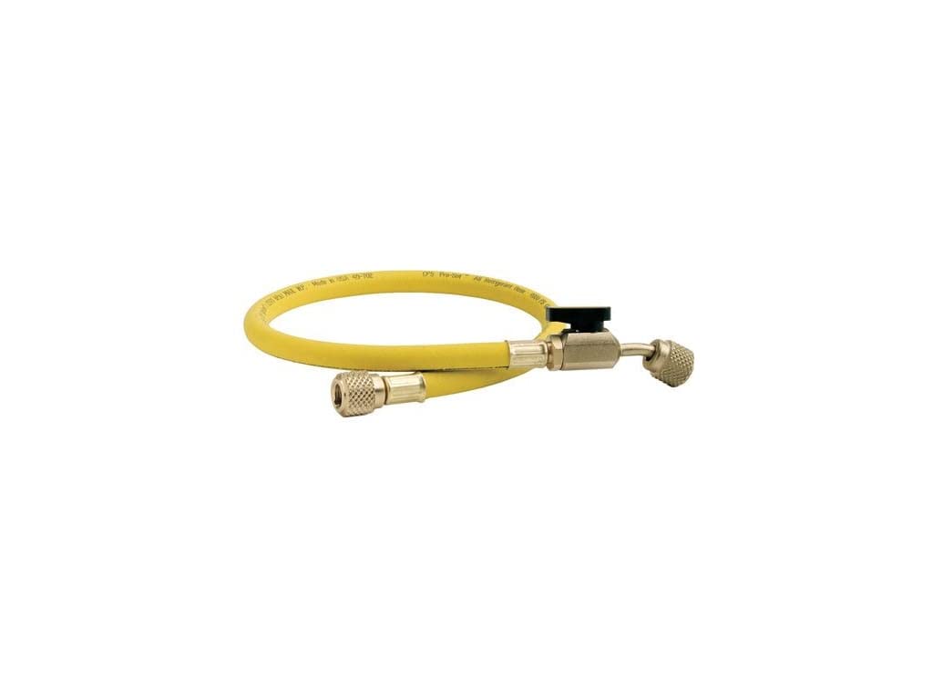 CPS HS5YE 5' Yellow Standard Refrigerant Hose | 1/4" SAE Fittings with Ball Valve | R-410A Compatible, 800 Psi Working Pressure