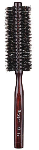 PERFEHAIR Soft Boar Bristle Round Brush for Fine, Thin Hair or Beards - 1.3 inch for Drying...