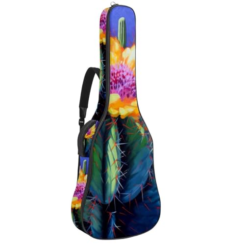 Étui guitare acoustique 40-41 pouces sac imperméable à motif de fleurs de cactus violets