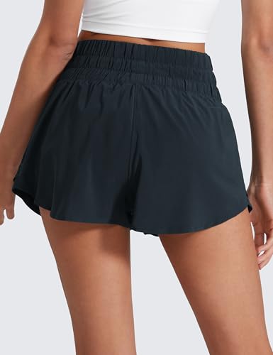 Image of CRZ YOGA Ruffle Skirt Overlay Athletic Shorts | High Waisted, Quick Dry, Lightweight, Flowy, A Zip Pocket, for Women
