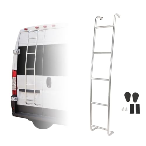 Areyourshop Stainless Steel 5-Step Van Ladder for Dodge Ram ProMaster High Roof 2014-2015 2016 2017 2018 2019 2020-2024 2025, Rear Step Ladder 093PML