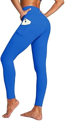 Buttery Soft Women's High Waisted 7/8 Yoga Legging w/ Pockets Electric Blue