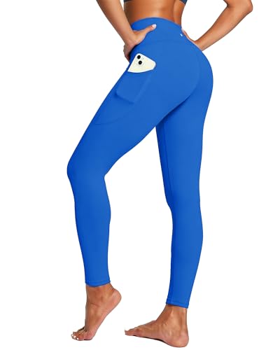 Buttery Soft Women's High Waisted 7/8 Yoga Legging w/ Pockets Electric Blue