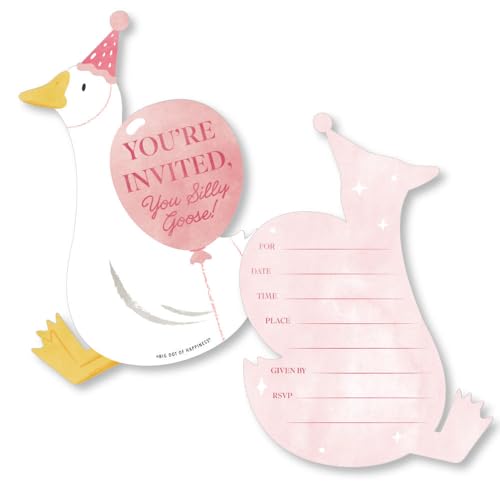 Big Dot of Happiness One Silly Goose �s���N�̏��ҏ� �����t�� You're Invited Girl 1�΂̒a�����p�[�e�B�[ �L�� ���ҏ� �t���b�g�J�[�h - 12���Z�b�g