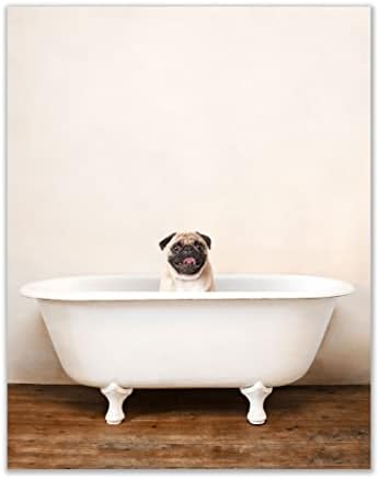 Pug Bathroom Art Poster Print - Funny Cute Unique Bathroom Bathtub Dog Puppy - Single (11x14) Inch Unframed Photos - Pug Wall Decor, Wall Art, Print Picture image 5