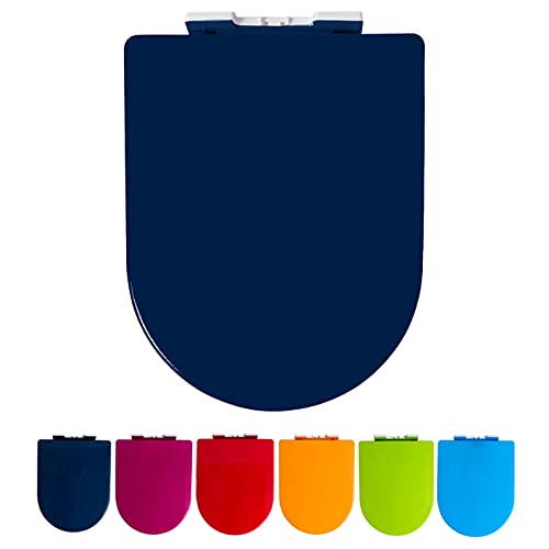 NSTVVEE Siège de Toilette Robuste à Fermeture Douce avec dégagement Rapide, Ajustement Universel réglable, Couvercle Amovible Facile à Nettoyer, Bleu Marine (Bleu Marine)