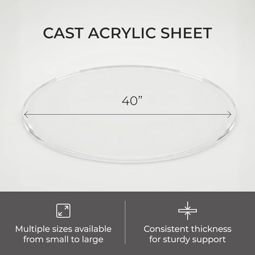 Image of Clear Plexiglass Sheet Round 40 Inch Diameter 1 /4 Inch Thick Acrylic Cake Board Display Stand Flame-Polished Tabletop Protector for Crafts Coasters by Fab Glass and Mirror