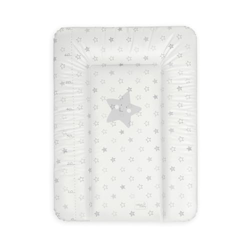 Ceba Baby® Wickelauflage - weiche Wickelunterlage - Baby Wickeltischauflage - 50x70 cm - Abwaschbar - OEKO-TEX® Standard 100 - Made in EU - Grau Sterne - 50 x 70 cm