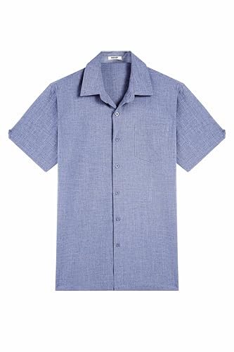 Image of COOFANDY Men's Button Down Shirts Short Sleeve Casual Shirts Summer Beach Linen Shirts with Pocket