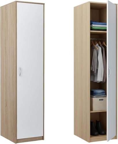 Home Collective Armoire avec 1 Porte, 1 Tringle à vêtements et 2 étagères, Armoire de 40 cm de Large, Surface Mate étroite, en Panneau stratifié, pour...