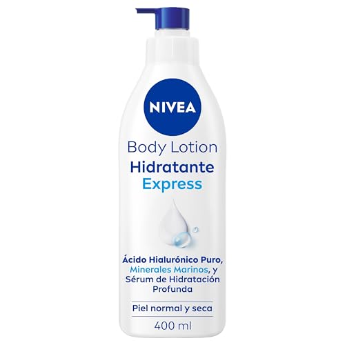 NIVEA Body Lotion Hidratante Express - Loción Corporal - 72h Hidratación - Ácido Hialurónico, Minerales Marinos y Sérum de Hidratación Profunda - Fórmula Ultraligera - Piel Normal y Seca - 400 ml