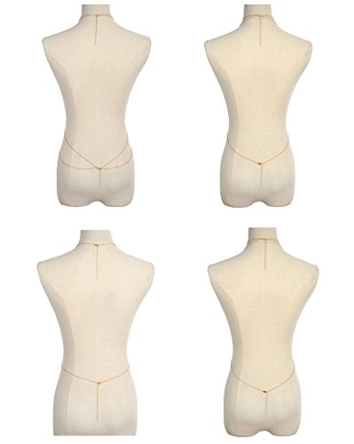 Tornito 4-8Pcs Sexy Body Chain Belly Waist Chain Necklace Summer Beach Bikini Bra Body Jewelry for Women Gold Tone3