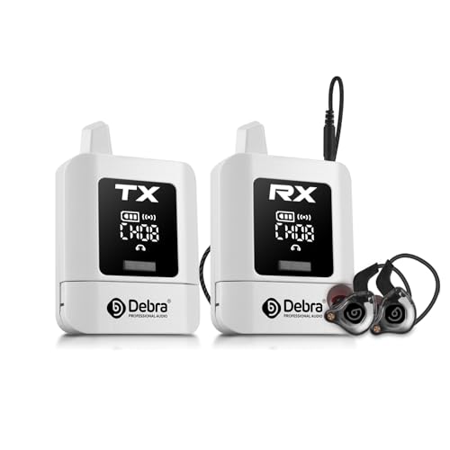 Debra St-Mini Système de Retour in-Ear Professionnel – Transmission 2,4 GHz 50m, Autonomie Prolongée, Récepteurs Illimités Blanc