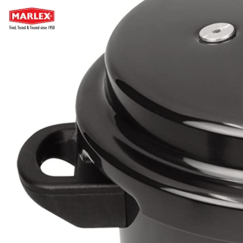 Image of Marlex Maestro Hard Anodized Aluminium Pressure Cooker with Outer Lid - 10 Litres | Black Sturdy Body with Safety Valve | Gas Stove Compatible | ISI Certified | 5-Year Warranty