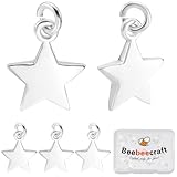 Beebeecraft 1 Box 20Pcs 925 Sterling Silver Plated Star Charms Metal Pentagram Five-Pointed Dangle Pendants Mini Stars Charms with Jump Rings for Jewelry Making Necklaces Earrings Gifts DIY Crafts