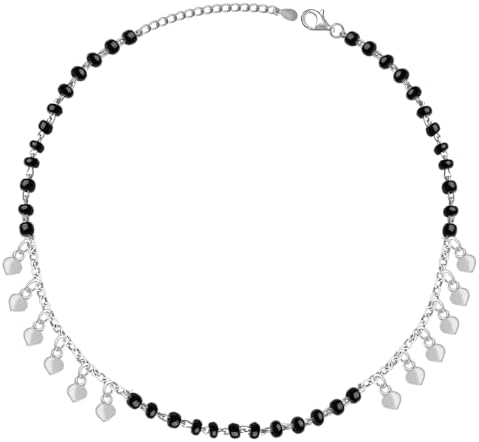 GIVA 925 Silver Hearts & Beads Anklet | Gifts for Women and Girls | With Certificate of Authenticity and 925 Stamp|6 Months Warranty*