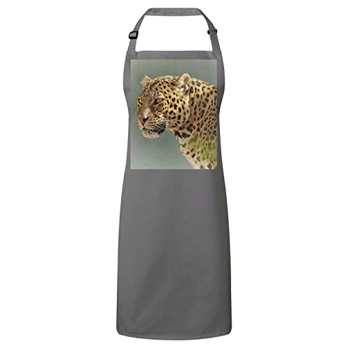 Tablier cuisine léopard motif animal sauvage gris pour protection vêtement