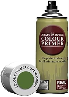 The Army Painter Colour Primer Goblin Green, 400 mL Acrylic Spray Primer, Spray Paint Basecoat for Miniature Priming, Tabletop Roleplaying, Boardgames, and Wargames Miniature Modelling