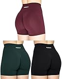 AUROLA Intensify Workout Shorts for Women Seamless Scrunch Short,Black/Dark Green/Black Cherry XS