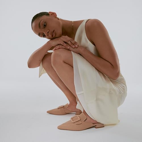 Image of NEWBELLA Women's Flat Pointed Toe Mules, Apricot