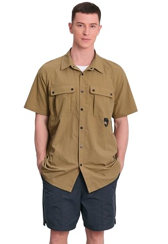 Cromoncent Men's Western Snap Short Sleeve Shirt Casual Two Pockets Quick Dry Waterproof Work Shirts2