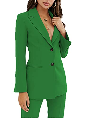 Women Suit Blazer Sets Fashion Lady Suiting 2 Piece Double Breasted Notched Suits For Women Work Or Party(Jacket+Pant) White #TOP3