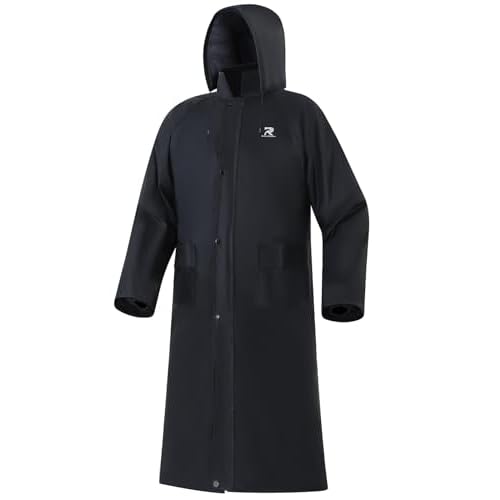 RainRider Raincoat for Men Waterproof Long Rain Jacket with Stowable Hood Lightweight Rain Gear Poncho for Unisex