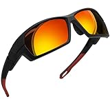 Joopin Gafas de Sol Deportivas Rojas para Hombre y Mujer TR90 Gafas Ciclismo Envolvente Polarizadas Protección UV400 Lente Espejo Rojo Naranja Wrap Around Running Sunglasses