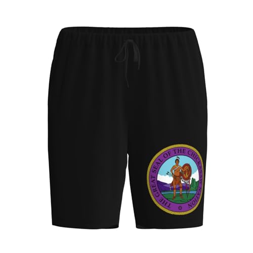 The Great Seal of The Chickasaw Nation Pajama Shorts for Men, Men's Pajama Bottoms, Sleepwear for Summer2