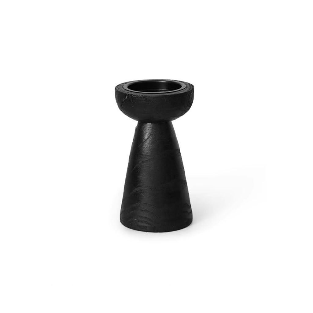 Eines B Candlestick Holders Chinese Retro Carbonized Wood Round Candlestick Homestay Lack Candlestick Ornaments Candlesticks Holders For Home Decor(B)