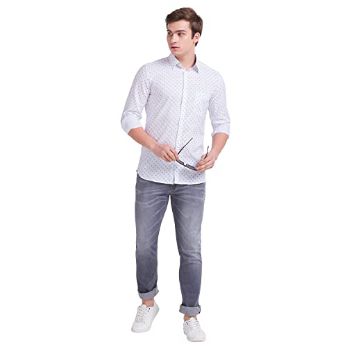 Image of Parx Men's Full Sleeve Slim Fit White Casual Shirt