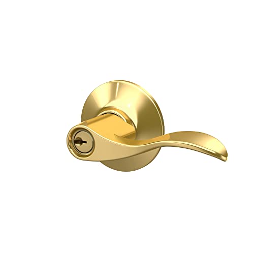 Schlage F51A ACC 505 Accent Door Lever, Keyed Entry Lock, Bright Brass thumb #3