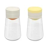 Diakey Salz- und Pfefferstreuer-Set mit Deckel, präzise quantitative 0,5 g, feuchtigkeitsbeständige Glas-Gewürzspender, Dosierflasche, Gewürzflasche, Küche, Salzkontrolle, Behälter, 2 Stück