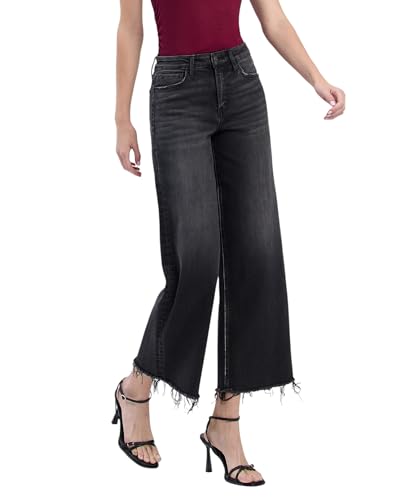 Flying Monkey High Rise Frayed Hem Ankle Wide Jeans F58402