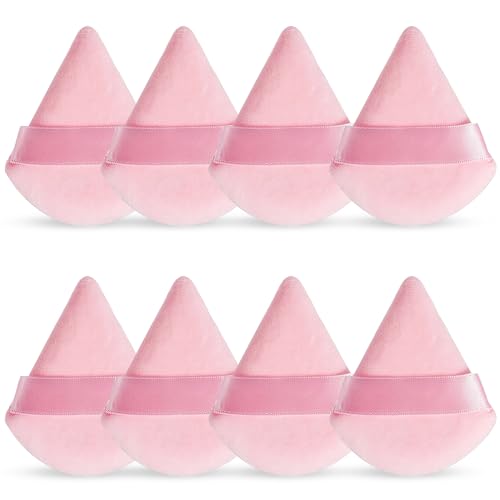 Image of GLUN Ultrasoft Triangle Shape Powder Puffs, Pack of 8 Baby Pink Colour, Apply for Daily Makeup Foundation, Cream, Blush Sponge For Wet & Dry Makeup