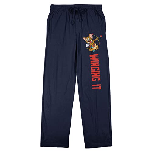 Tom Jerry Winging It Men's Black Graphic Drawstring Sleep Pants